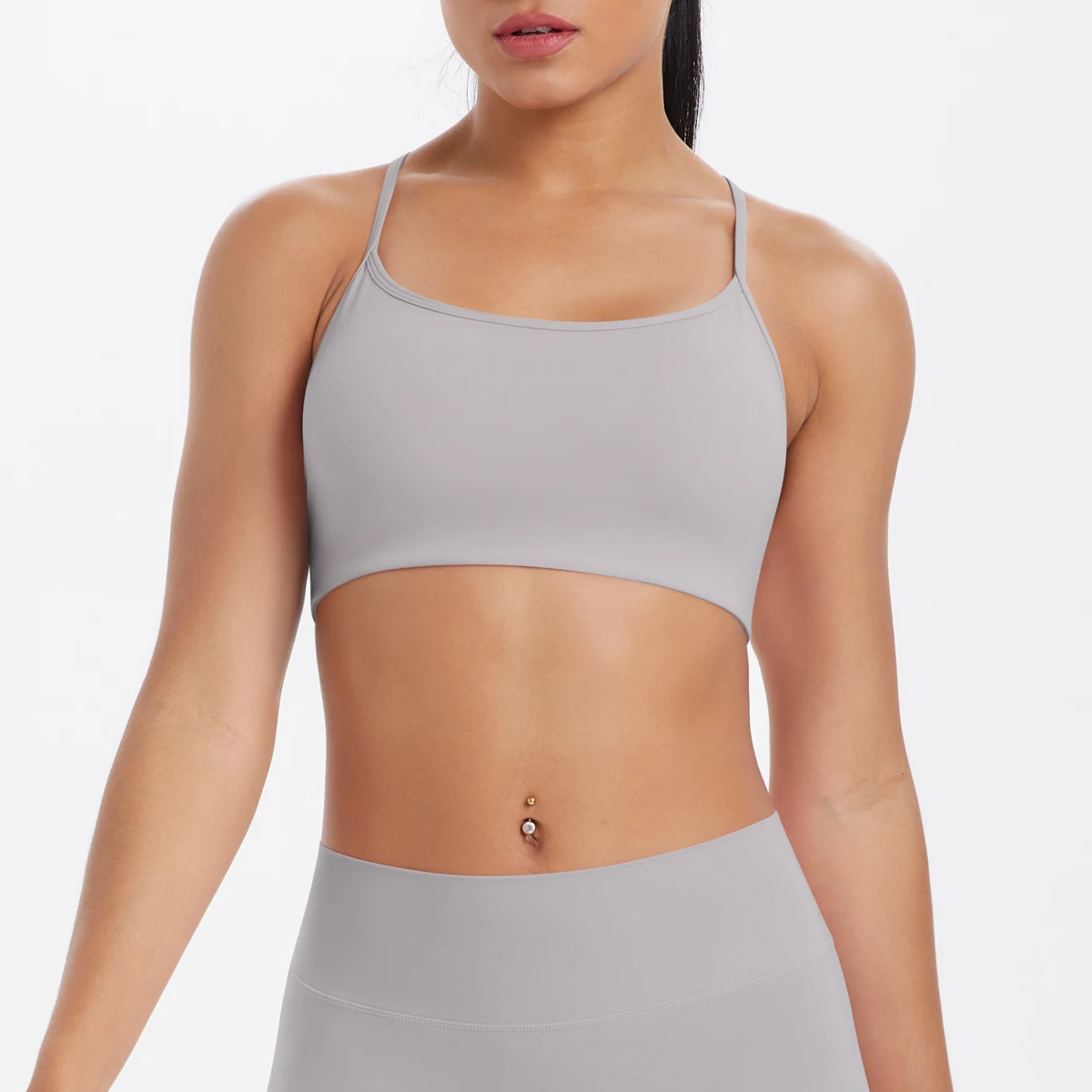 Tanktop für Damen, Yoga-BH, Yoga-Unterwäsche mit Brustpolster, einfarbig, schöner Rücken, Kreuz-BH, stoßfestes Workout-Top für Fitness und Laufen. – Detail 21