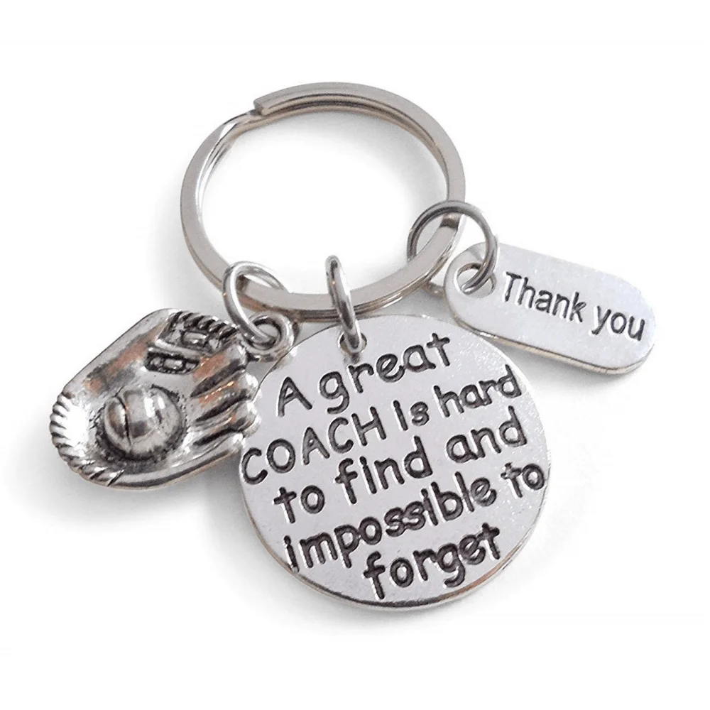 1Pc Creative Thanksgiving Keyring Jewelry Thank You Teacher Coach Basketball Football Volleyball Baseball Glove Charm Keychain