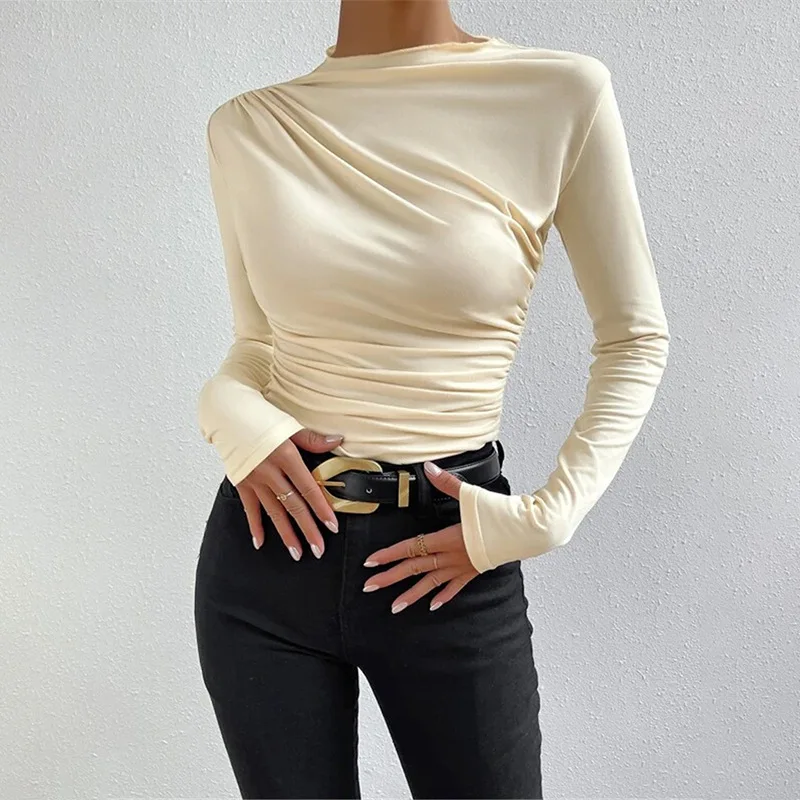 

Fashionable Solid Color Slim Fit Base Long Sleeved T-Shirt Top