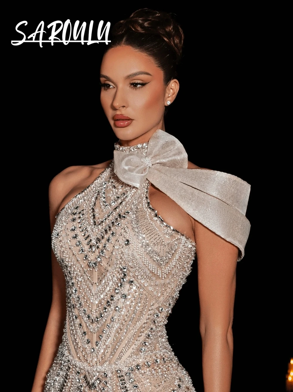 

Luxury Sparkle Beaded Crystal Mermaid Prom Dress 2026 Halter Corset Floor-Length Evening Gown For Women Wedding Guest Customized