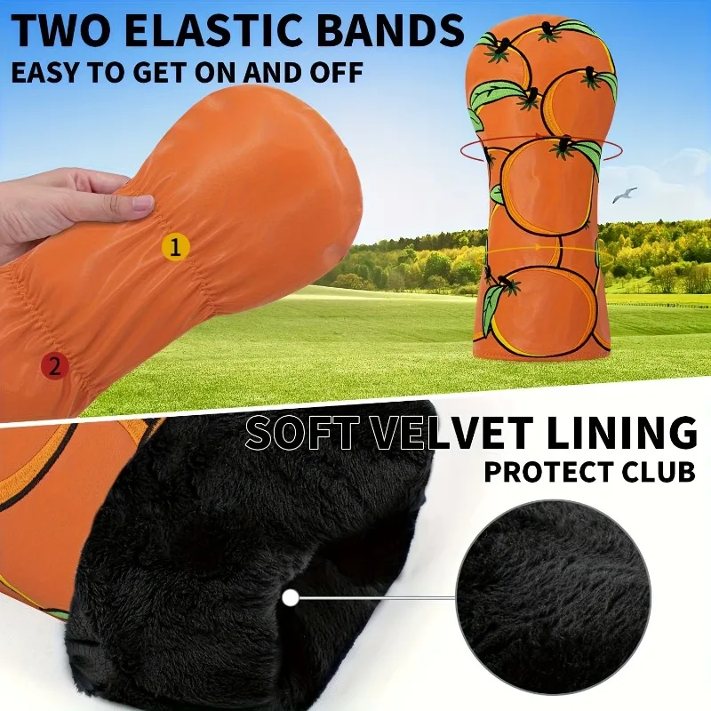 غطاء رأس نادي الجولف باللون البرتقالي اللامع - تصميم شديد التحمل ليمون الحمضيات والليمون، مقاوم للغبار ومتين، ملحقات الجولف #6