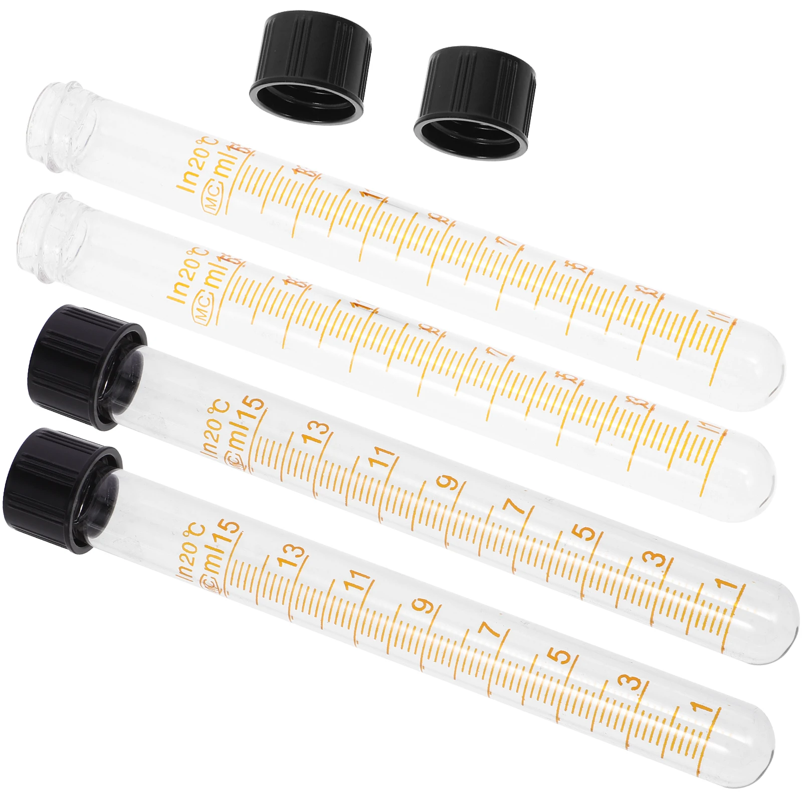 

4 Pcs Screw Test Tube Clear Graduated Tubes Large Scale Vials Laboratory Mini with Lids Supplies Storage