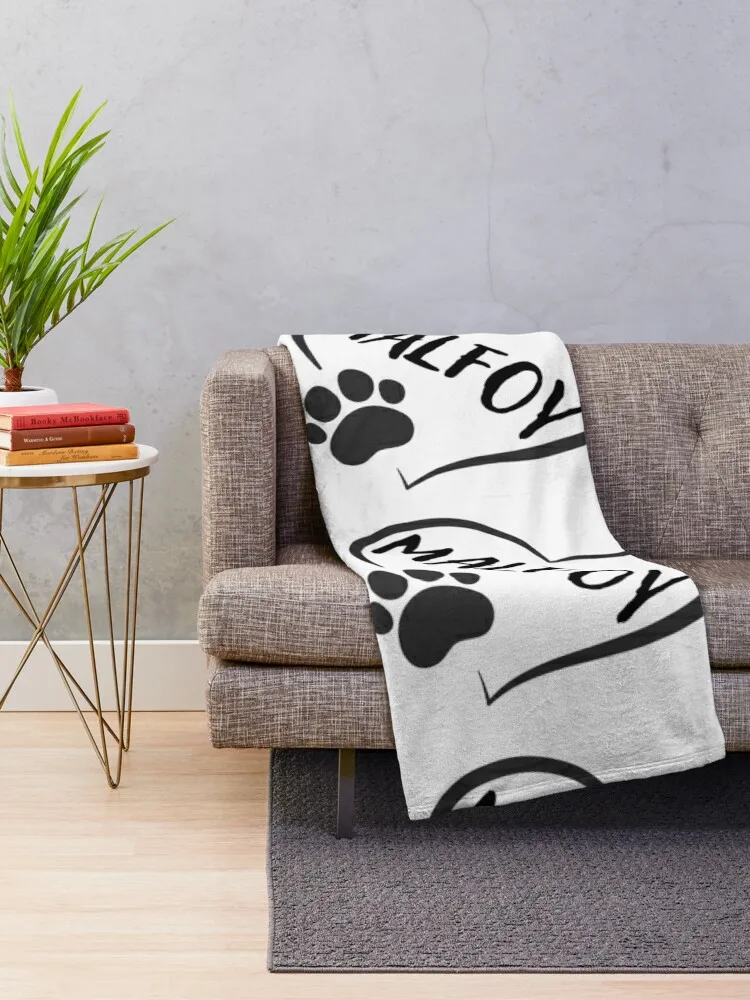 Malfoy in a heart with a paw, great gift for dog or cat owners Throw Blanket Winter beds Plaid Blankets