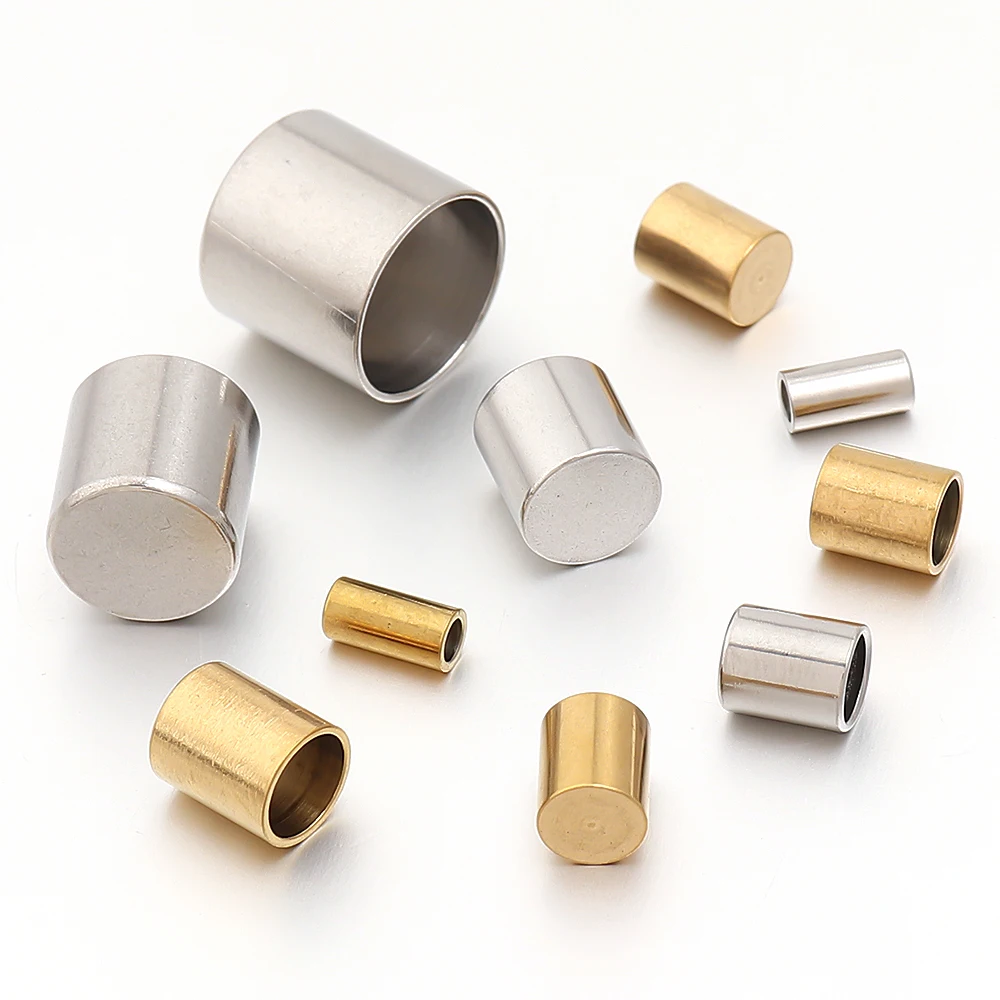 10–20 Stück Edelstahl-Lederkordel-Verschlusskappen, 2–10 mm Quetschverschlusskappen für DIY-Schmuckherstellung, Armbänder, Halsketten, Zubehör