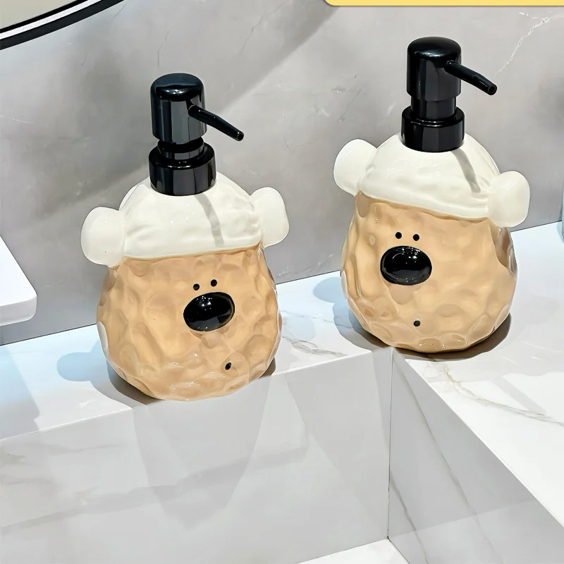 450ml soap dispenser cute bath cap bear hand lotion bottle press bottle household shampoo bath gel bottle lotion sub  dispenser
