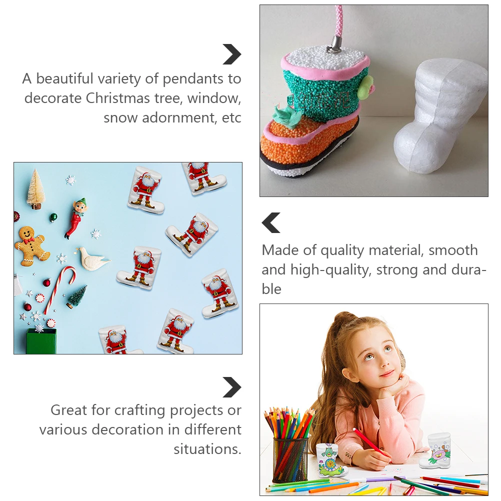 

20pcs Christmas Boots Decorations 8 5cm 9cm Polystyrene DIY Craft Supplies Holiday naments Tree Window Adornment Kids