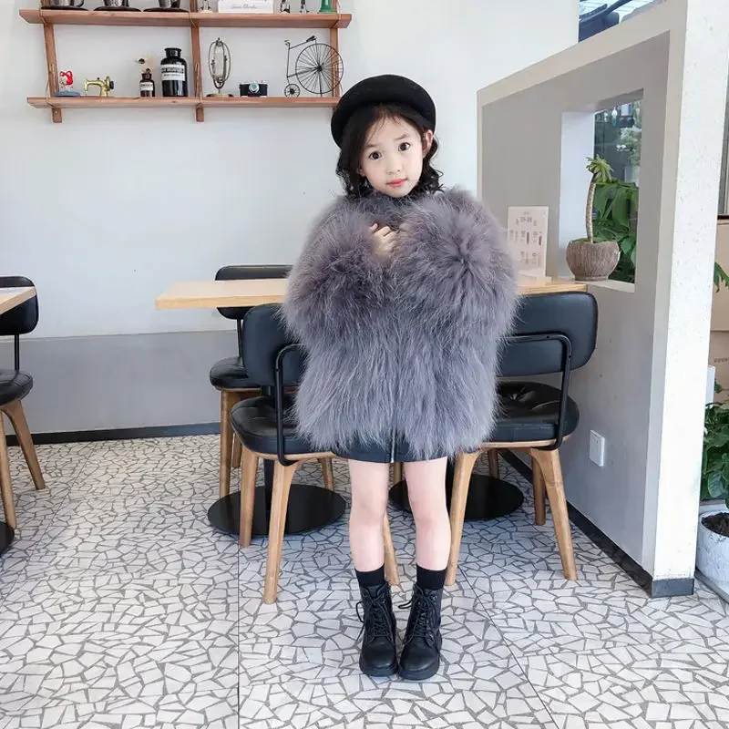 Fur Coat for Autumn and Winter New Thickened Warm Woolen Cotton Jacket Fashionable Princess Children\'s Clothing Baby Mid Length