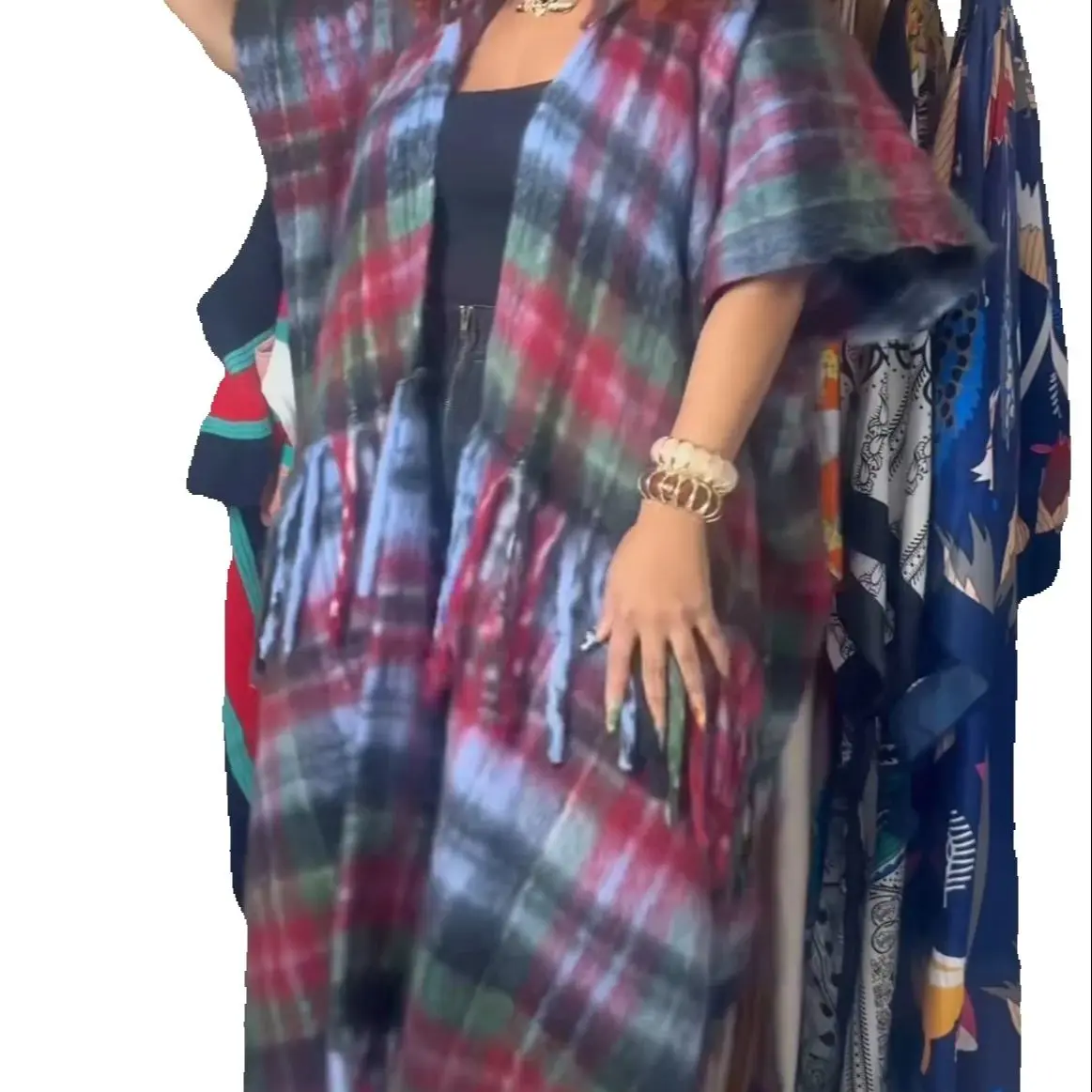 

New Fashion African Lady Wool Hooded Kimonos Plus Size Winter Fuzzy Long Cardigans High Quality Muslim Abaya Poncho Clothes