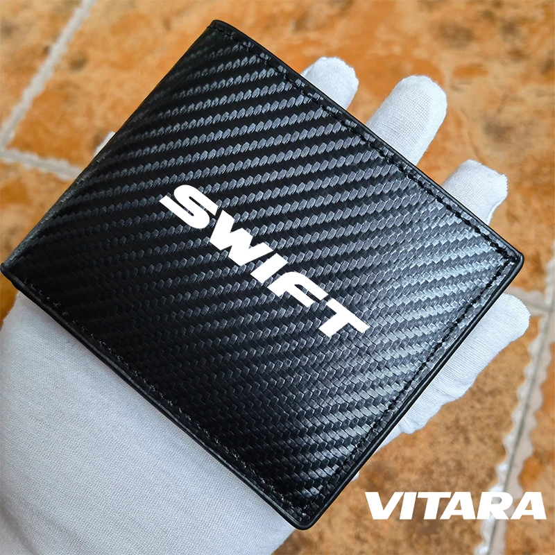 

for suzuki VITARA SWIF car carbon fiber leather wallet Card package car accessories