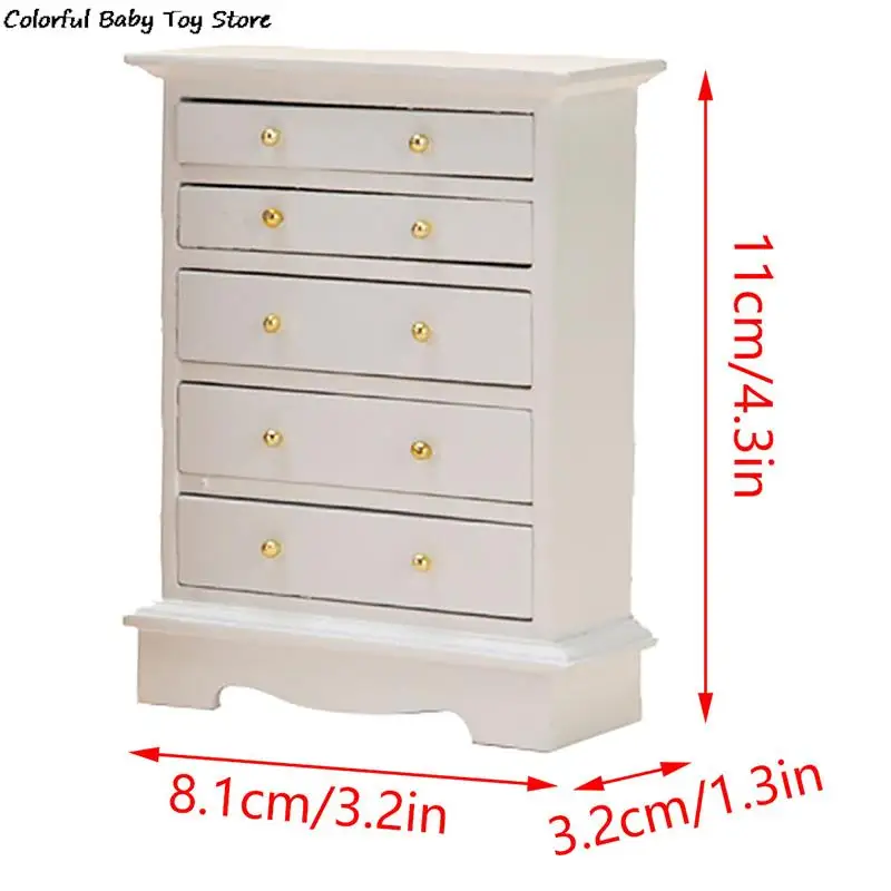 1:12 Dollhouse Miniature Chest of Drawers Storage Cabinet Locker Wardrobe Furniture Model Decor Toy Doll House Accessories