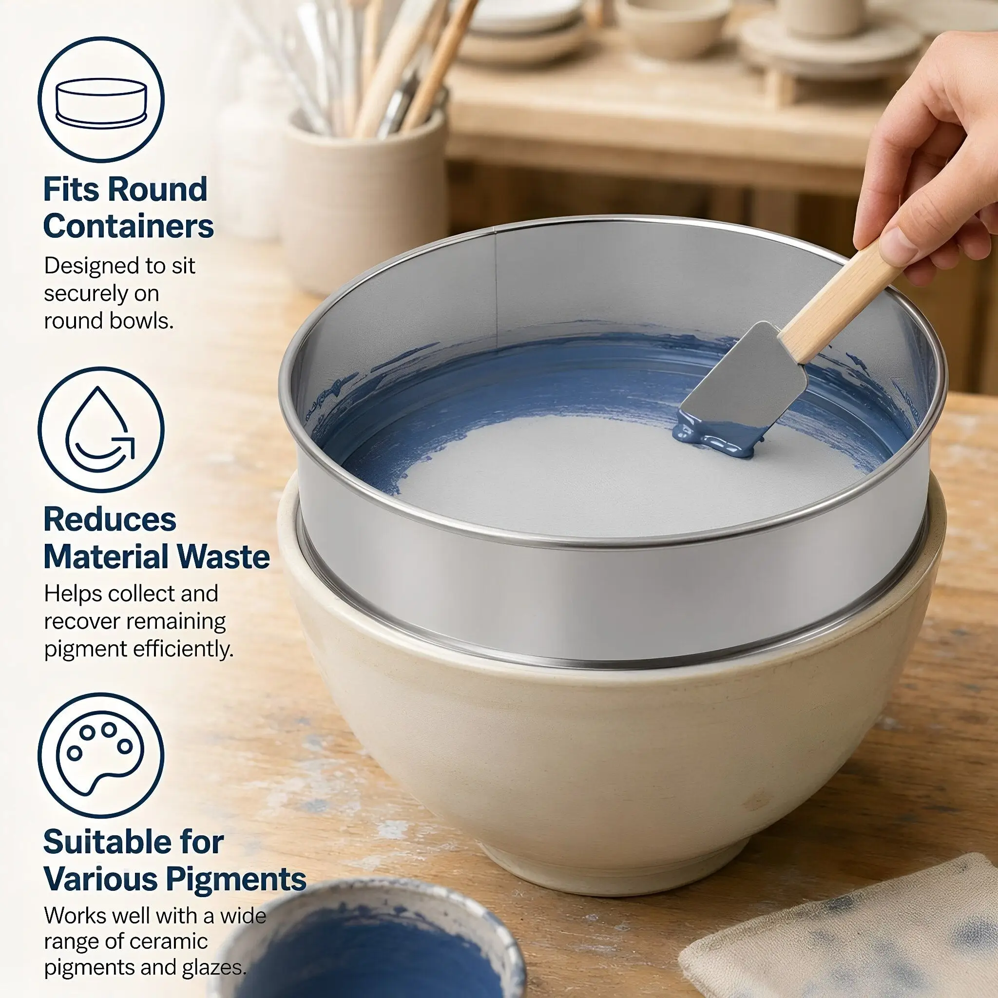 Ceramic Filter Clay Slurry Screen Glaze Strainer Mesh Material Sieve 30cm Sifter