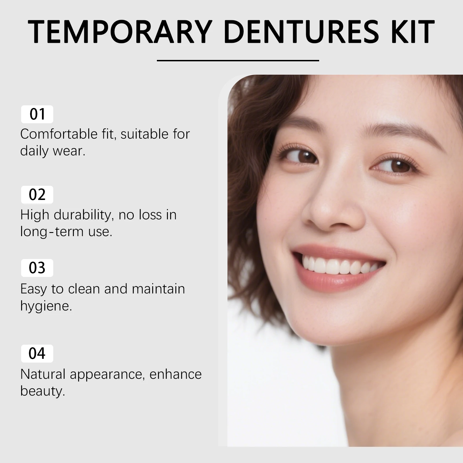 Feimuko Adjustable Snap-On Denture Kit - Natural Fit Comfort Wear False Teeth Oral Care Daily Use Easy Application Gentle Fit view 5