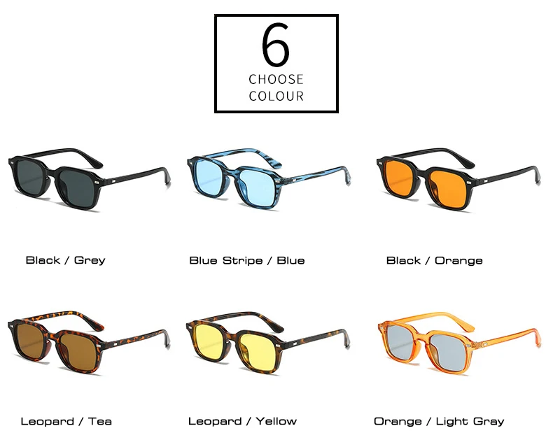 SO&EI Neue Quadratische Candy Farbe Frauen Sonnenbrille Retro Nieten Männer Trend Orange Sonnenbrille Shades UV400 – Detail 6