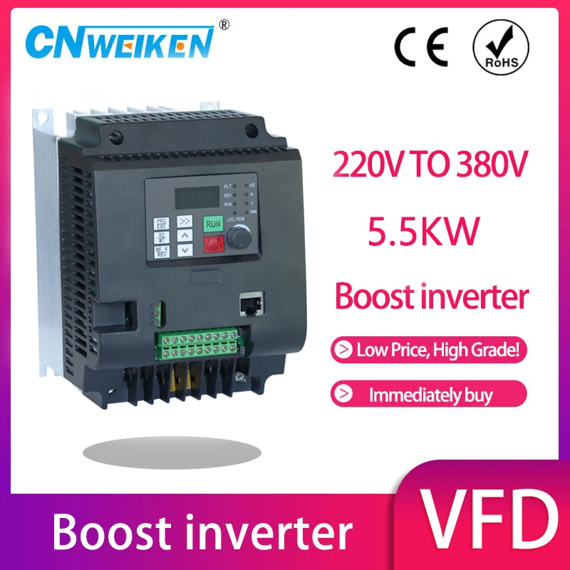 

Frequency Converter VFD Inverter 7.5KW/5.5KW/4KW Single phase 220v Input and three-phase 220V/380V Output motor speed controller