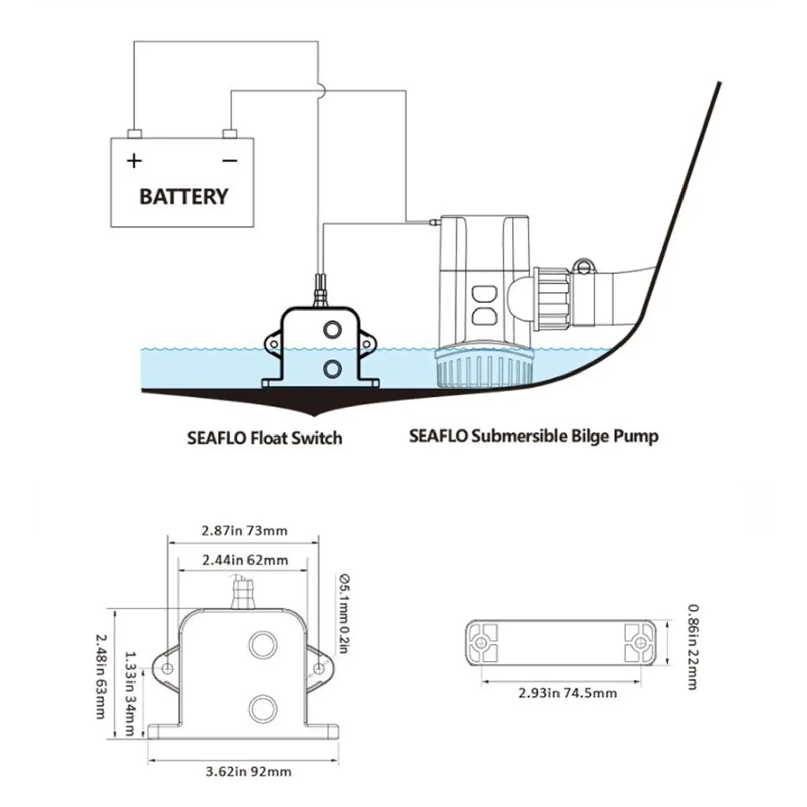 Sensor de interruptor de bomba de sentina marina, Control de nivel de agua, campo eléctrico, operación estable precisa para barco y Yate