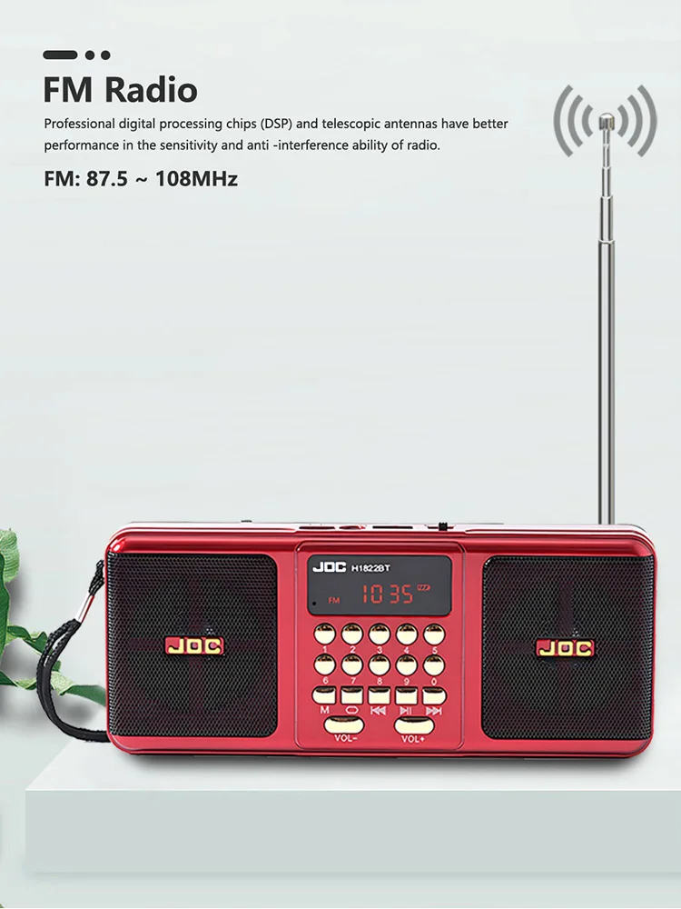 Radio FM Portable, batterie Rechargeable, haut-parleur sans fil, Support TF, lecteur MP3 USB, haut-parleur compatible Bluetooth avec récepteur FM