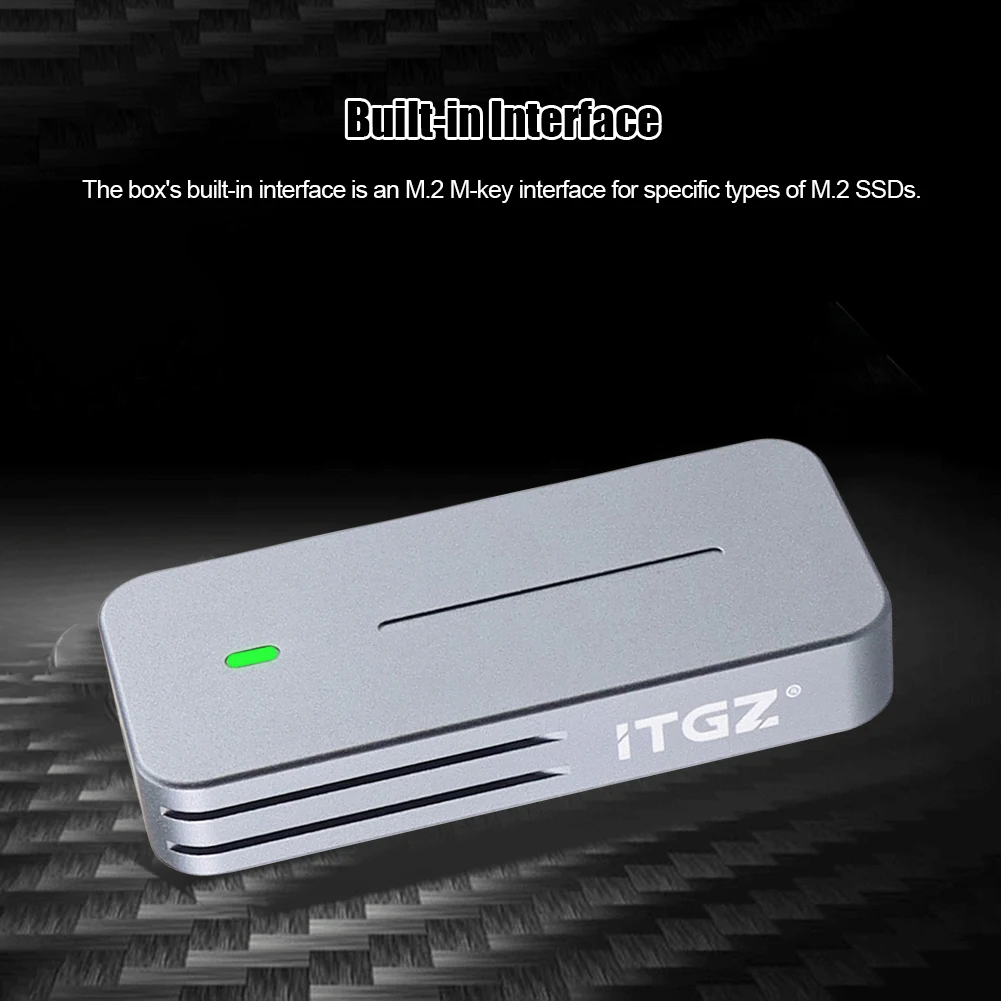 

M.2 NVMe/NGFF SSD Case Solid State Drive Enclosure Aluminum Alloy USB3.2 Gen2 M.2 NVMe Metal SSD Case for 2242 M.2 SSD