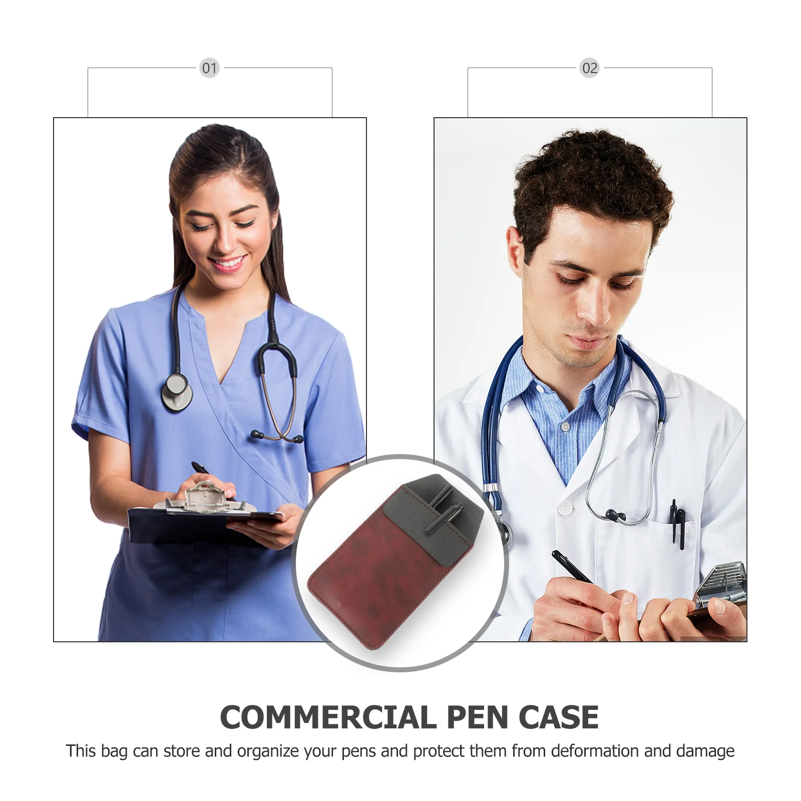 

1pcs Small Pen Bag Inserted Pencil Organizer For Nurse Doctor Hospital Use Portable Pu Storage Pouch Durable Pens Holder Office