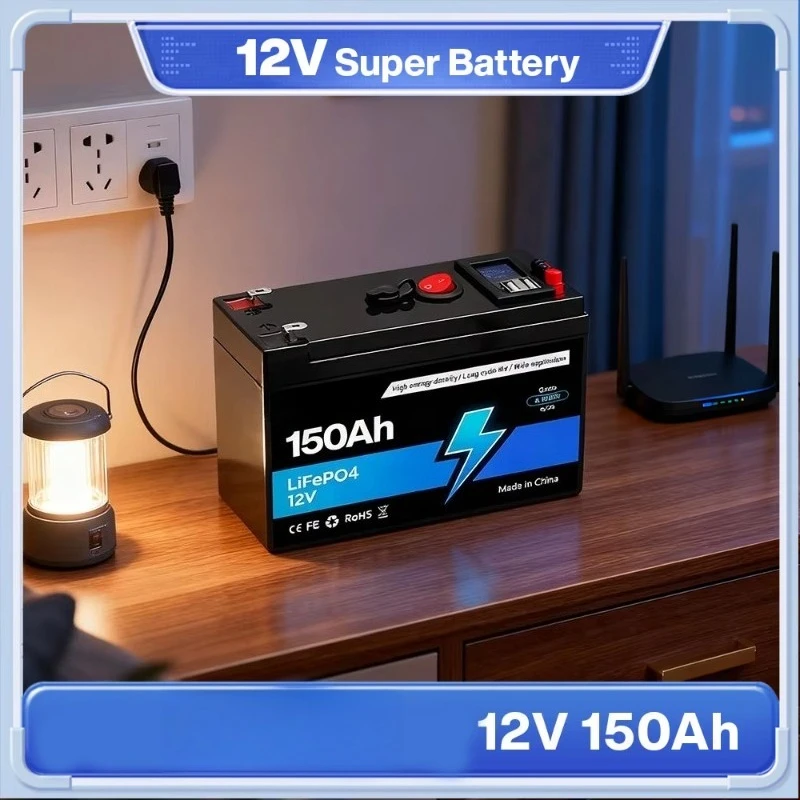 12V 150Ah Large capacity Deep-cycle Lithium Battery Photovoltaic Energy Storage Backup Emergency Power Supply High Rate