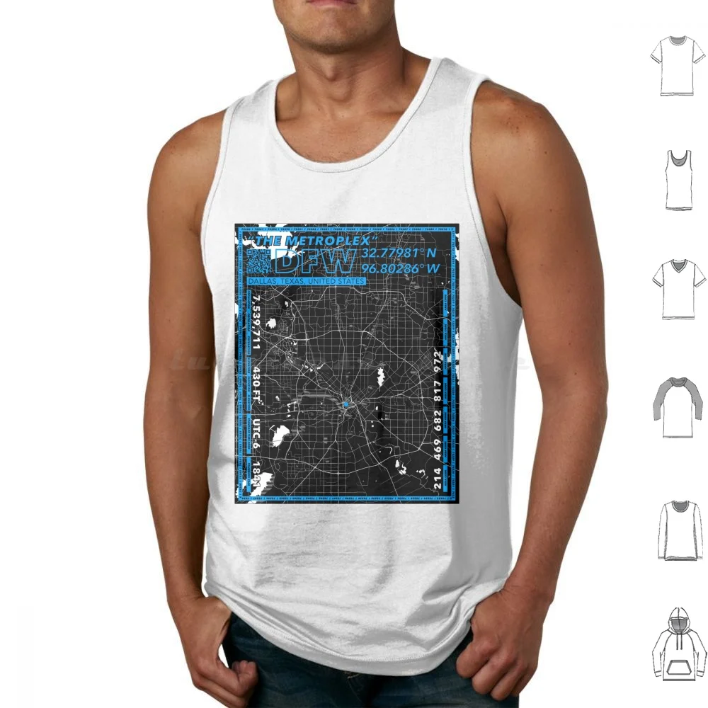 Modern Dallas Map With Statistics Tank Tops Vest Sleeveless Location Area Codes Zip Codes Population Elevation Time Zone