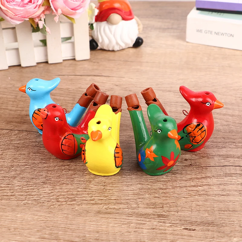 Random Color Drawing Water Bird Whistle Purple Pottery Whistle Kid Early Learning Educational Toy Party Favours