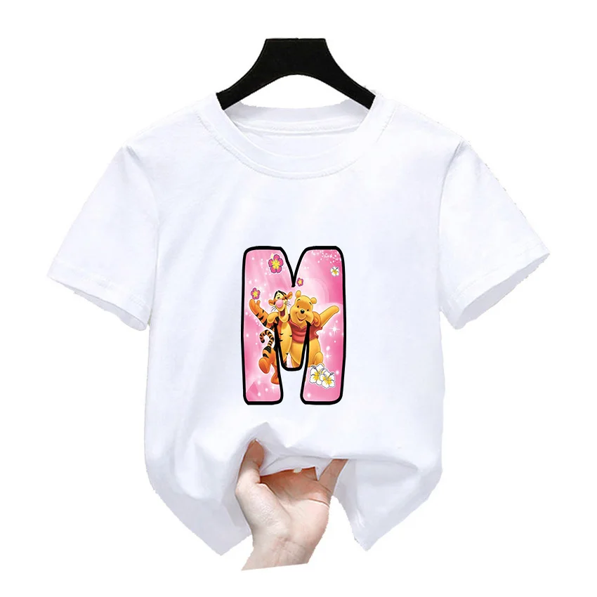 Disney Winnie the Pooh Summer Letter Boys Girls Outfits Tee Shirt  Kids Clothes T Shirts Children Cartoons Casual Tops