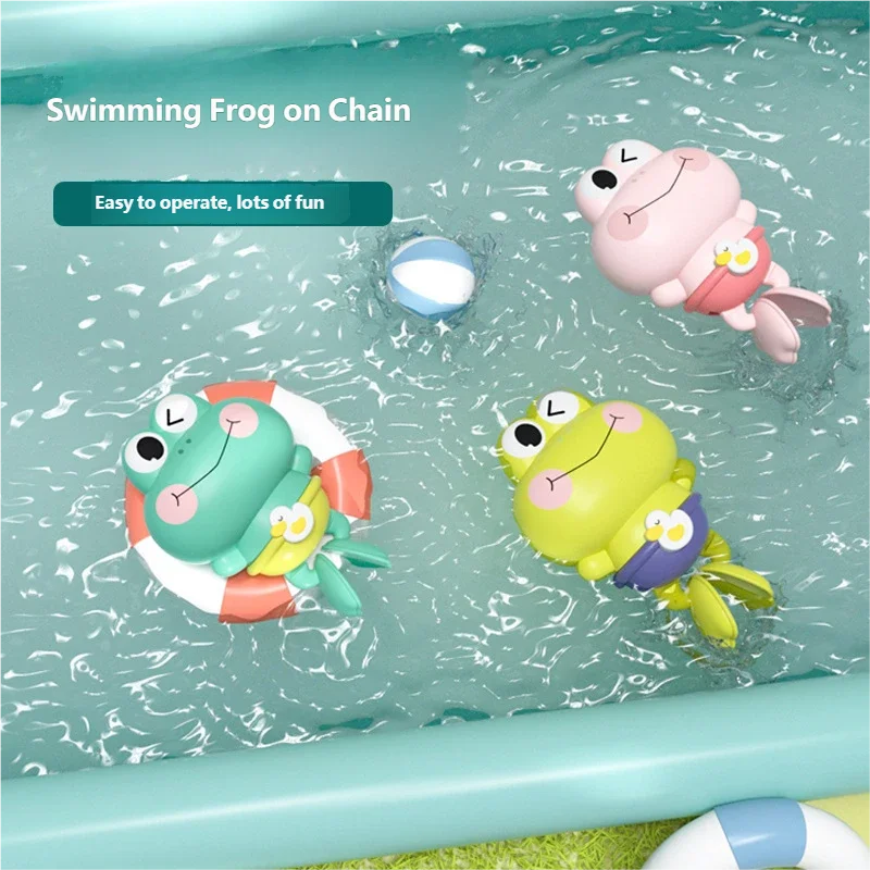 Juguete de Rana Nadadora de Cuerda para Piscina y Bañera, Divertido Juego de Juguetes de Baño con Mecanismo de Cuerda para Niños Pequeños