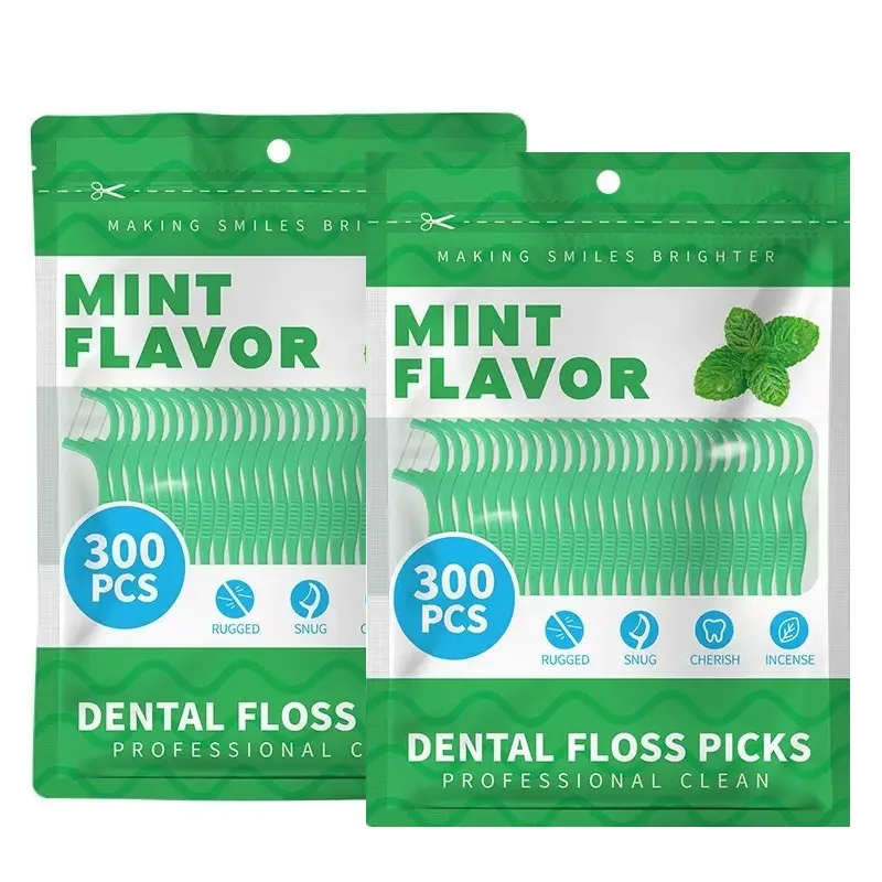300 قطعة/600 قطعة - خيط تنظيف الأسنان بنكهة النعناع - أداة تنظيف بين الأسنان، تنظيف الأسنان