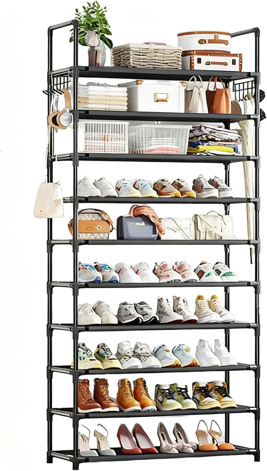 

Simple Trending Shoe Rack Storage Holds 40 Pairs, Large Capacity Tall Shoe Organizer Shelf for Closet Entryway, Black