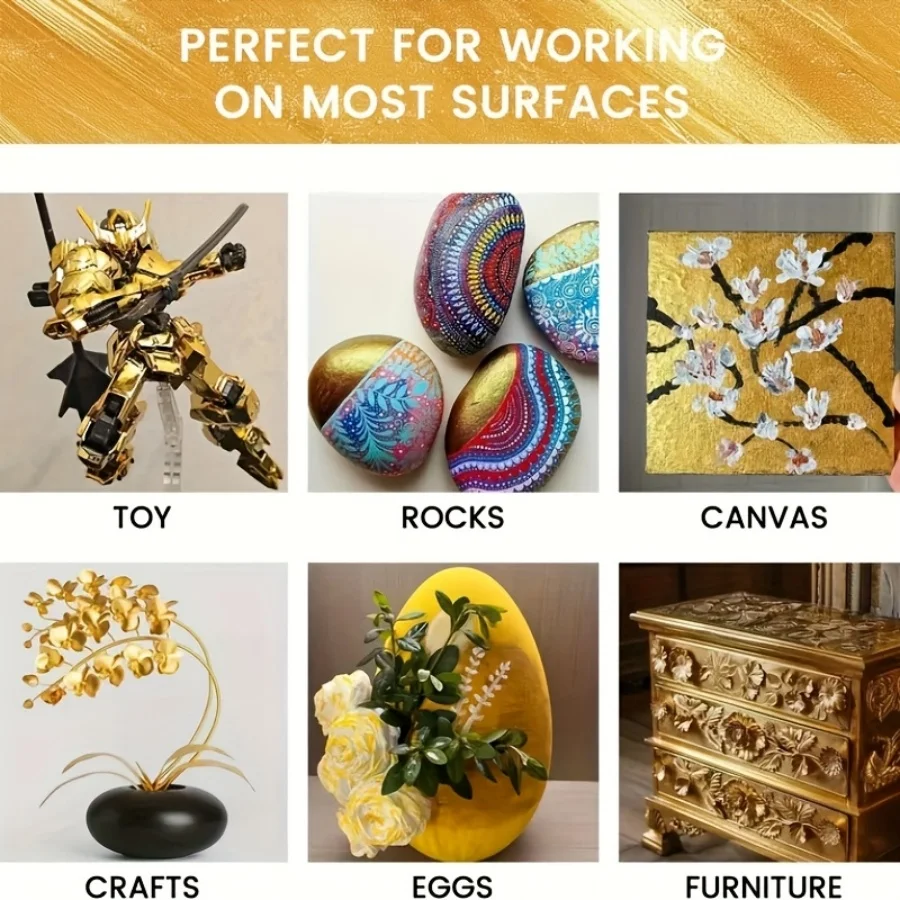 Vernice acrilica oro e argento (50ml/100ml/300ml) - vernice multisuperficie vibrante e lucida, impermeabile, resistente allo sbiadimento per canva