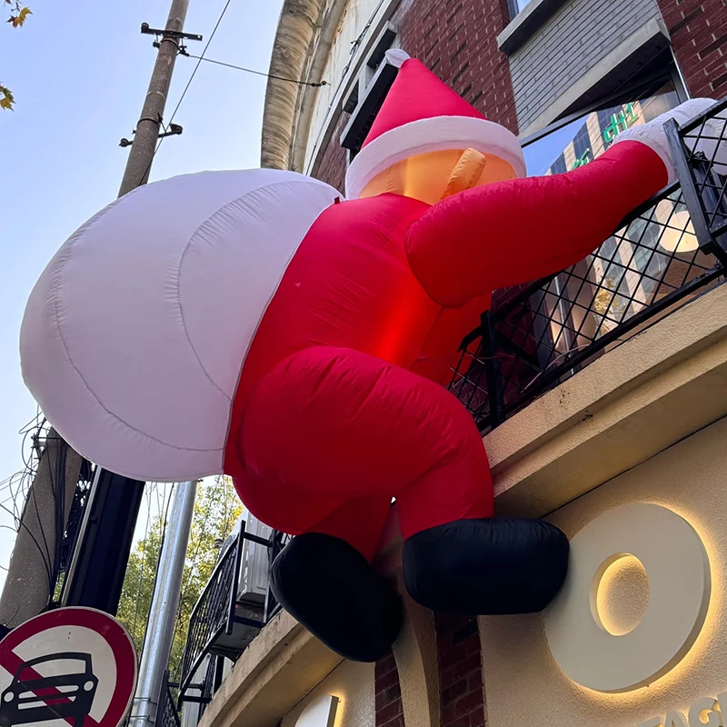 8 أقدام معلقة عيد الميلاد المطاطية زينة سانتا كلوز تسلق الجدار مع شنطة هدايا تفجير ساحة الزينة اللعب في الهواء الطلق #6