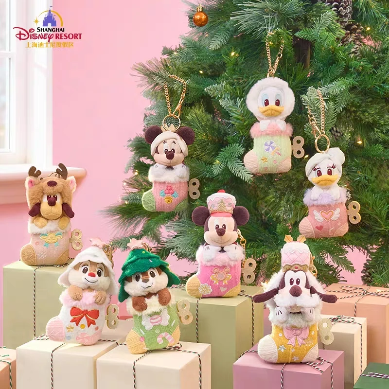 

Disney Christmas Stocking Plush Toy Keychain Soft Sock Ornament Holiday Gift for Children Xmas Decor Shanghai Disney