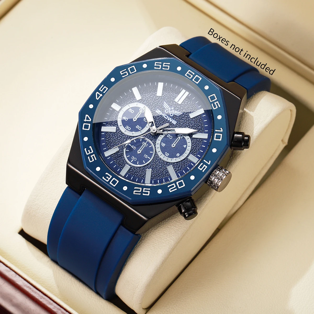 Fashion Decorative Three-eyes Dial Men Quartz Watch Casual Silicone Band Sports Wristwatches Relogio Masculino (Without Box)
