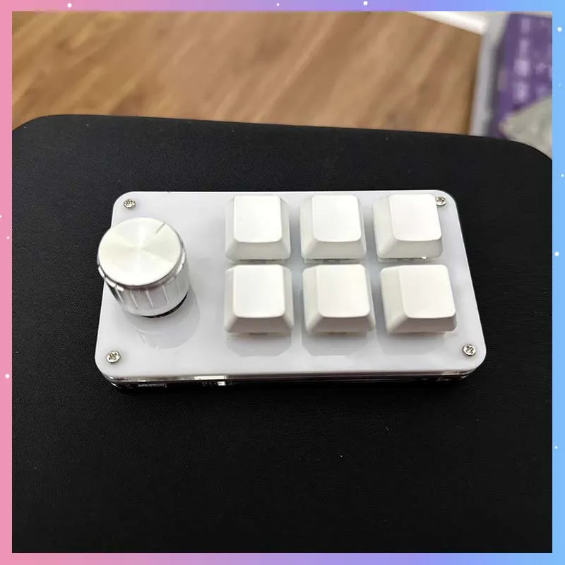 Mini Mechanical Macro Gaming Keyboard 6 Keys 1 Knob Programmable Customize Shortcut DIY Paste Custom Copy Keys Wired Keyboard