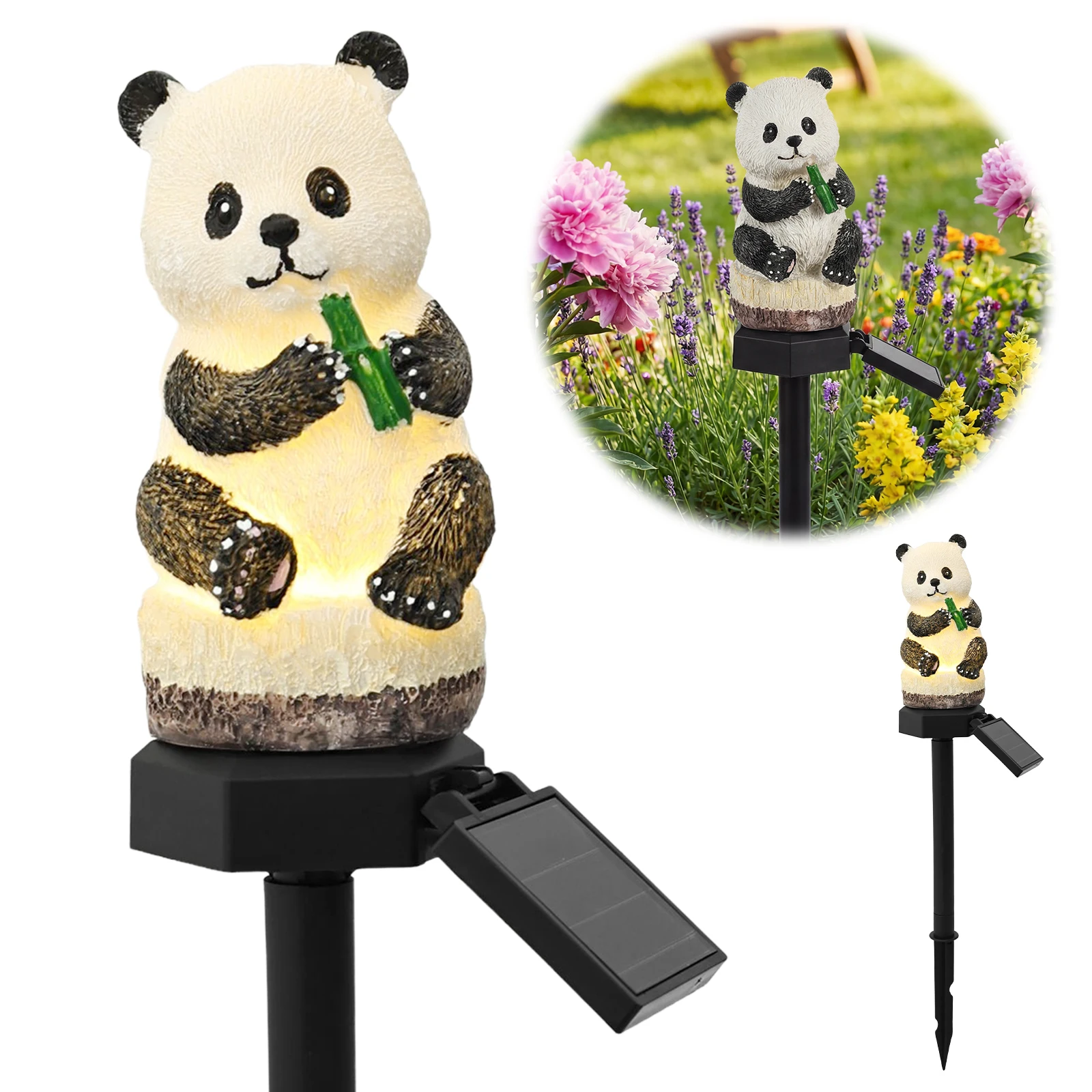 

1 шт. Солнечный светильник в виде панды, водонепроницаемый светодиодный садовый светильник на солнечной батарее, декоративный уличный светильник для сада, патио, двора и газона