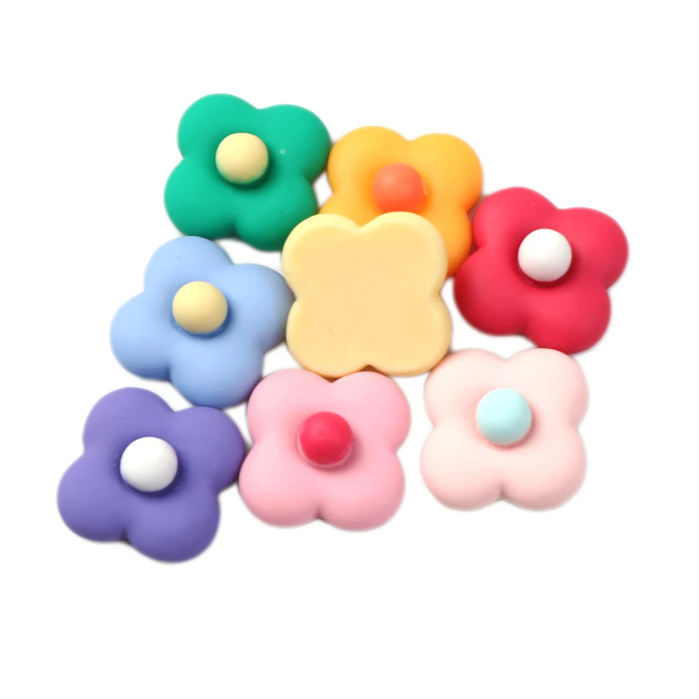 Matte Color Five Petal Flower Resin Cabochons, Solid Flatback Floral Charms DIY Hair Clip Phone Case Scrapbooking Decor Accessor