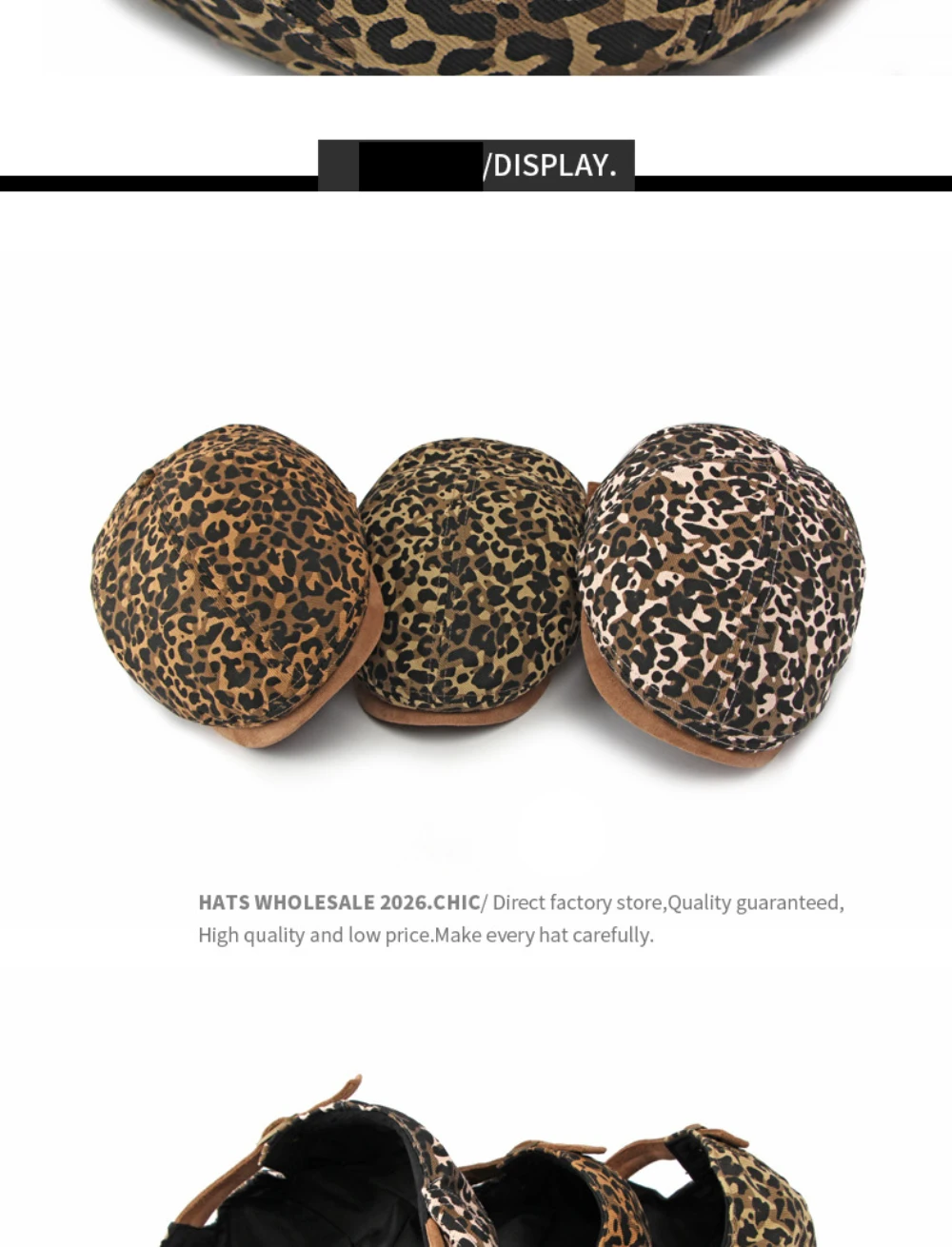 HT5119 Herren- und Damen-Baskenmützen Retro Künstler-Mütze Leopard Ivy Flat Cap Unisex Verstellbare Achteckige Baskenmütze – Detail 4