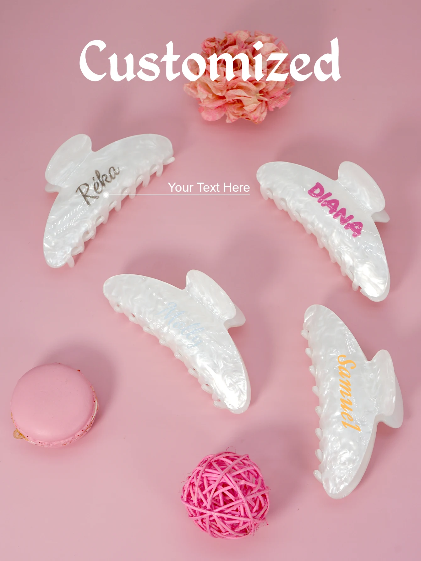 1pc Custom Logo Hair Claw Customizable Name Personalized Clip Custom Hair Claw Bridesmaid Gift Hairclips Hair Accessories