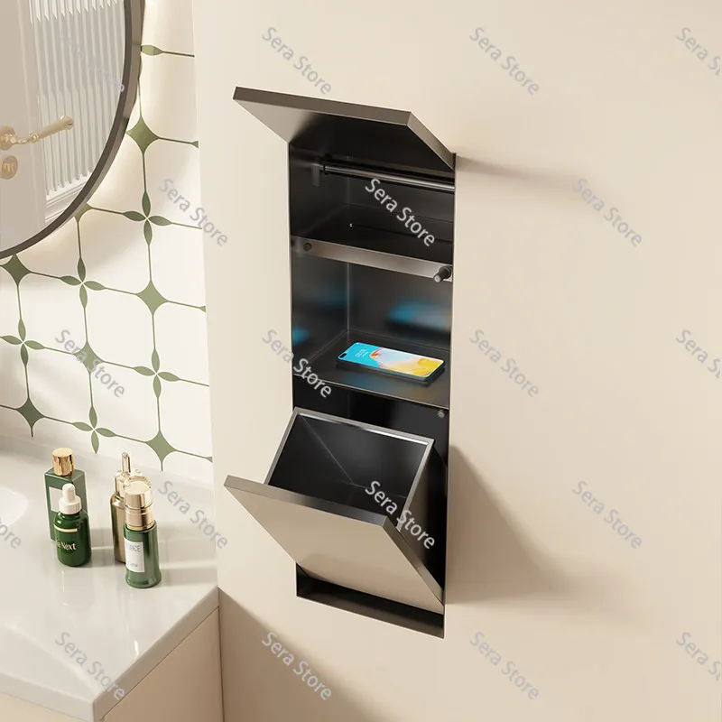 304 Stainless Steel Niche Toilet Hidden Trash Can Embedded in Tissue Box Concealed Toilet Niche Can Be Customized