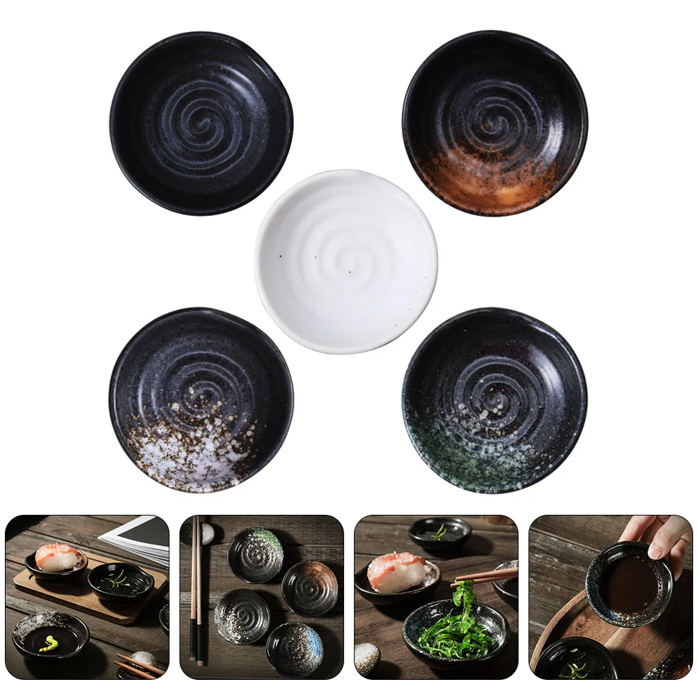 

5Pcs Ceramics Sauce Dishes Creative Small Saucer for Seasoning Dipping Soy Sauce Tray Lightweight for Home School Picnic Travel