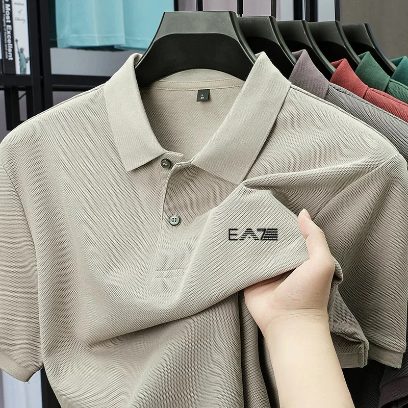 

New men's short-sleeved pure cotton breathable business-style button-down collar summer clothing, 2026 men's T-shirt.