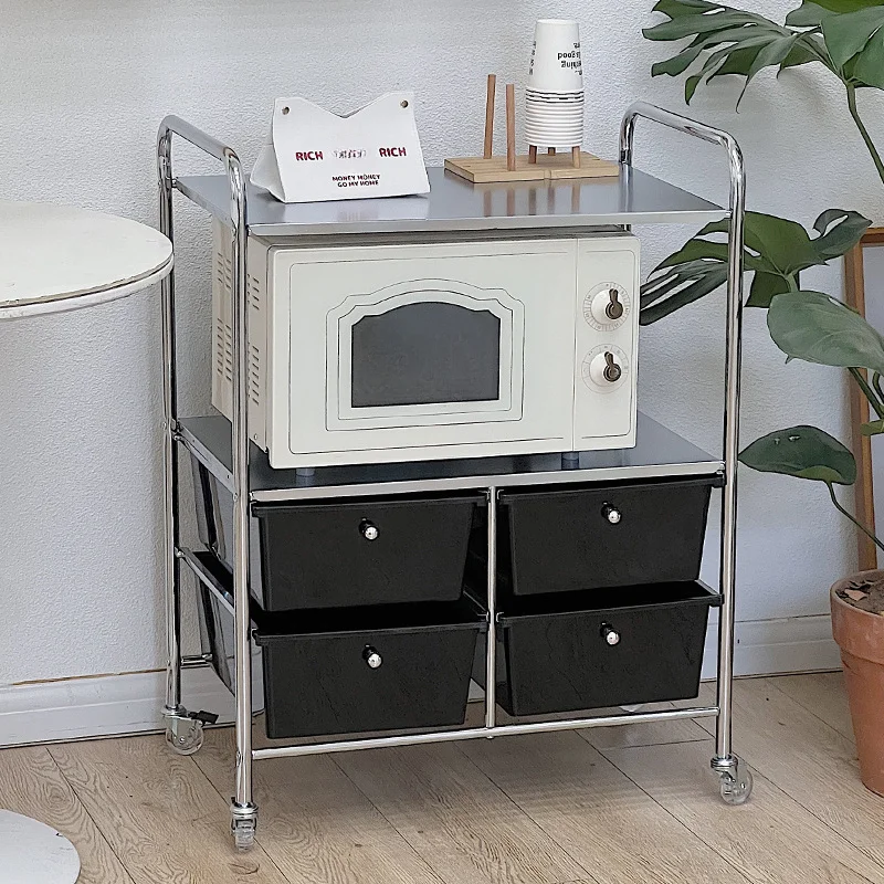 Rolling Storage Cart with 4 Drawers 2 Shelves Plastic Trolley on Wheels for Home Office School Beauty Salon
