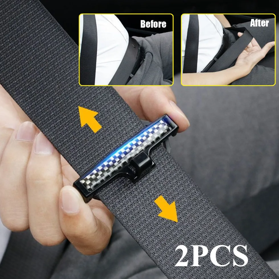 2pcs Car Adjustment Lock Seat Belt Clamp Buckle Fastener Vehicle Seatbelt Stopper Safety Belt Protection Clip Auto Accessories