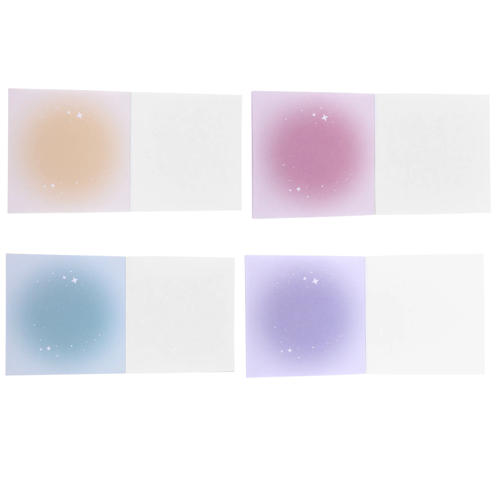 4 Books Gradient Color Memo Pads Small Portable Nonstick Note Paper Office Supplies Multi-Function Planning Pads