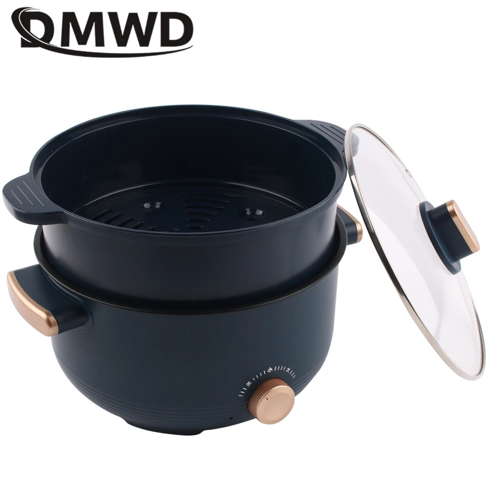 DMWD Electric Cooking Machine Large Hot Pot Frying Pan Noodles Porridge Soup Pot Multicooker Food Steamer Breakfast Maker 220V