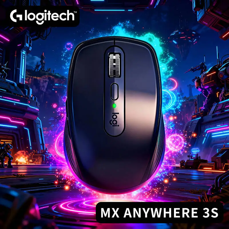 Logitech MX Anywhere 3S Travel Mouse - Darkfield 8K DPI, MagSpeed Scroll, Silent Buttons, Compact Build, USB-C Quick Charge