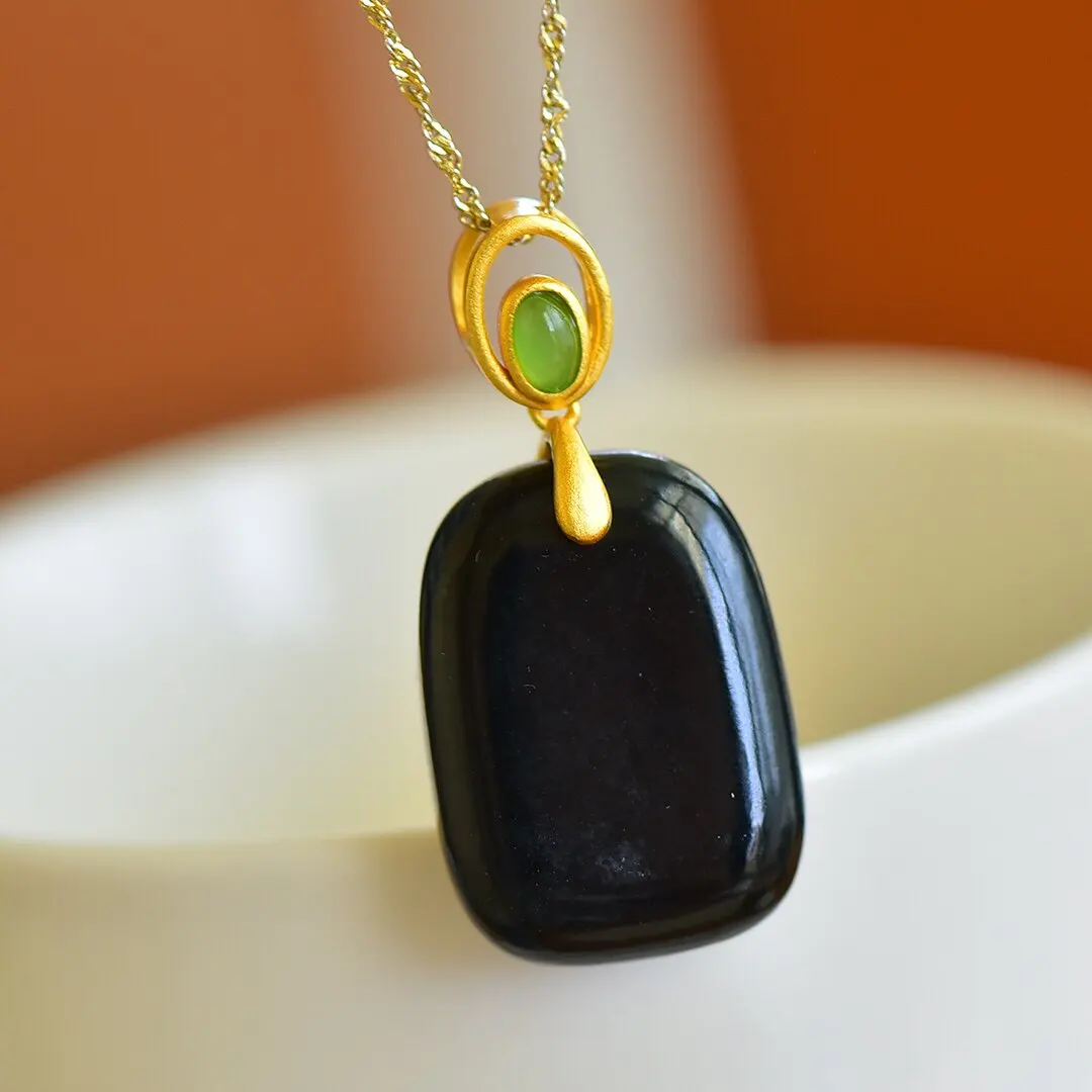 Xinjiang Hetian Jade Moyu Ping An Brand Pendant Gift Clavicle Necklace Jade Pendant