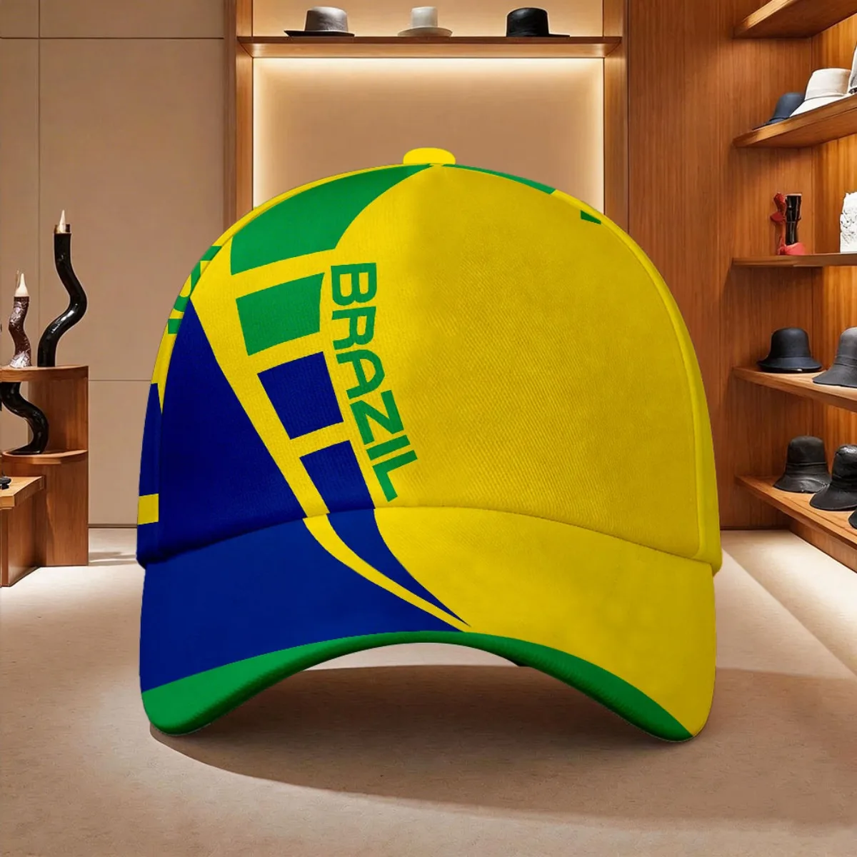 1pc Brazil Flag Soccer Duckbill with Brazil Number 10 Print - All-Over Breathable, Multicolor Suitable for Summer