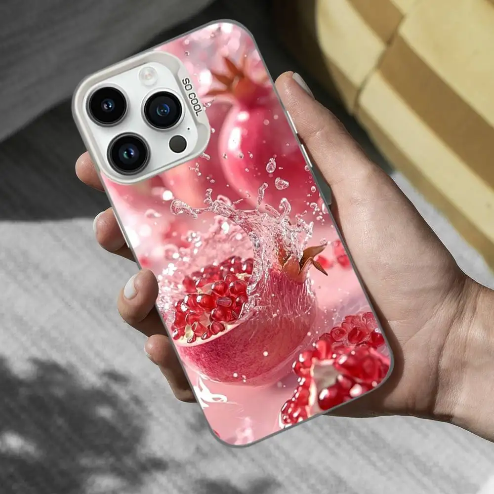 Etui na telefon z motywem różowego owocu granatu do iPhone'a 17, 16, 15, 14, 13, 12, 11, Mini, XS, Pro, SE, MAX, białe, matowe, odporne na wstrząsy.