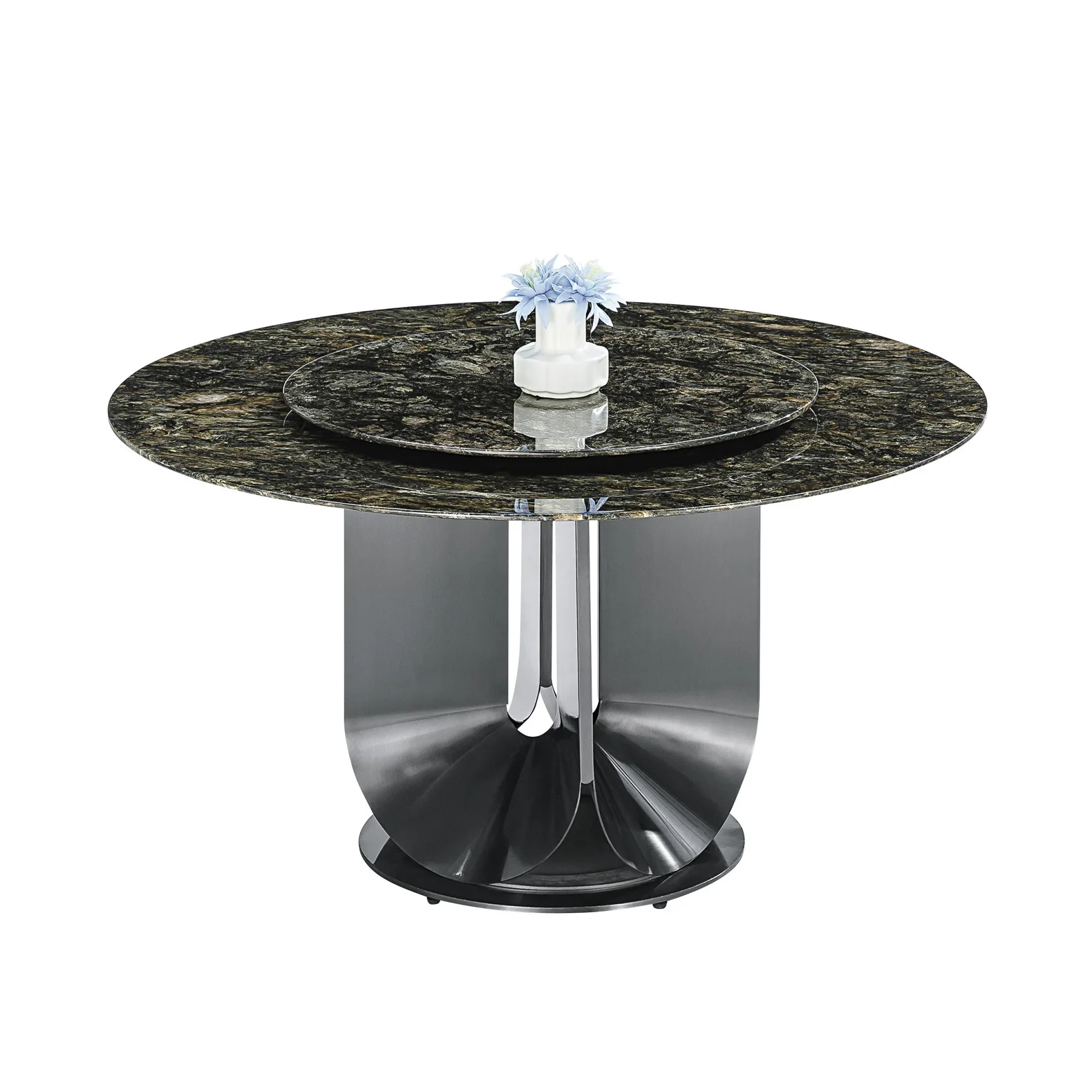 

Round dining table and chair combination high-end microcrystalline stone simple household with turntable light luxury